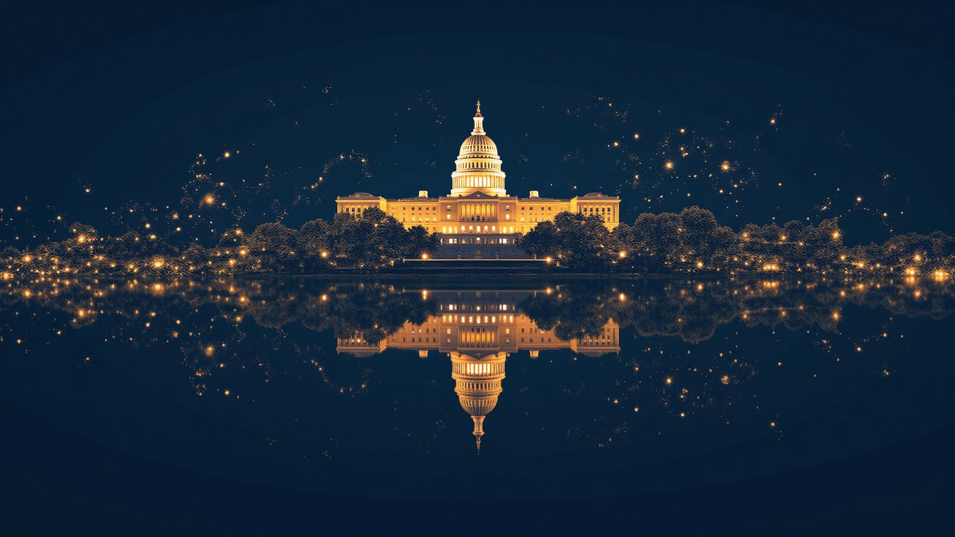 Federal building with digital overlay